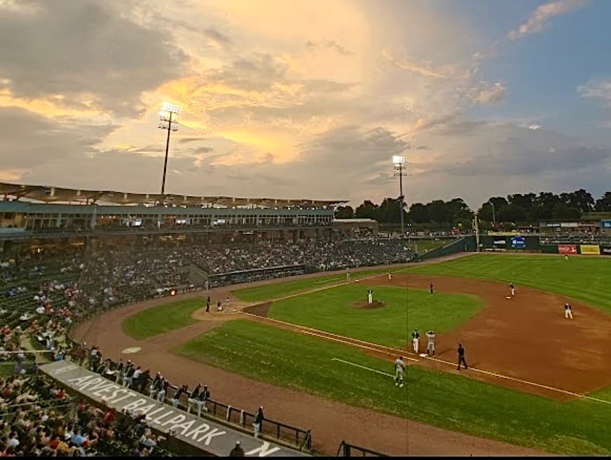 Baseball game at sunset in Northwest Arkansas