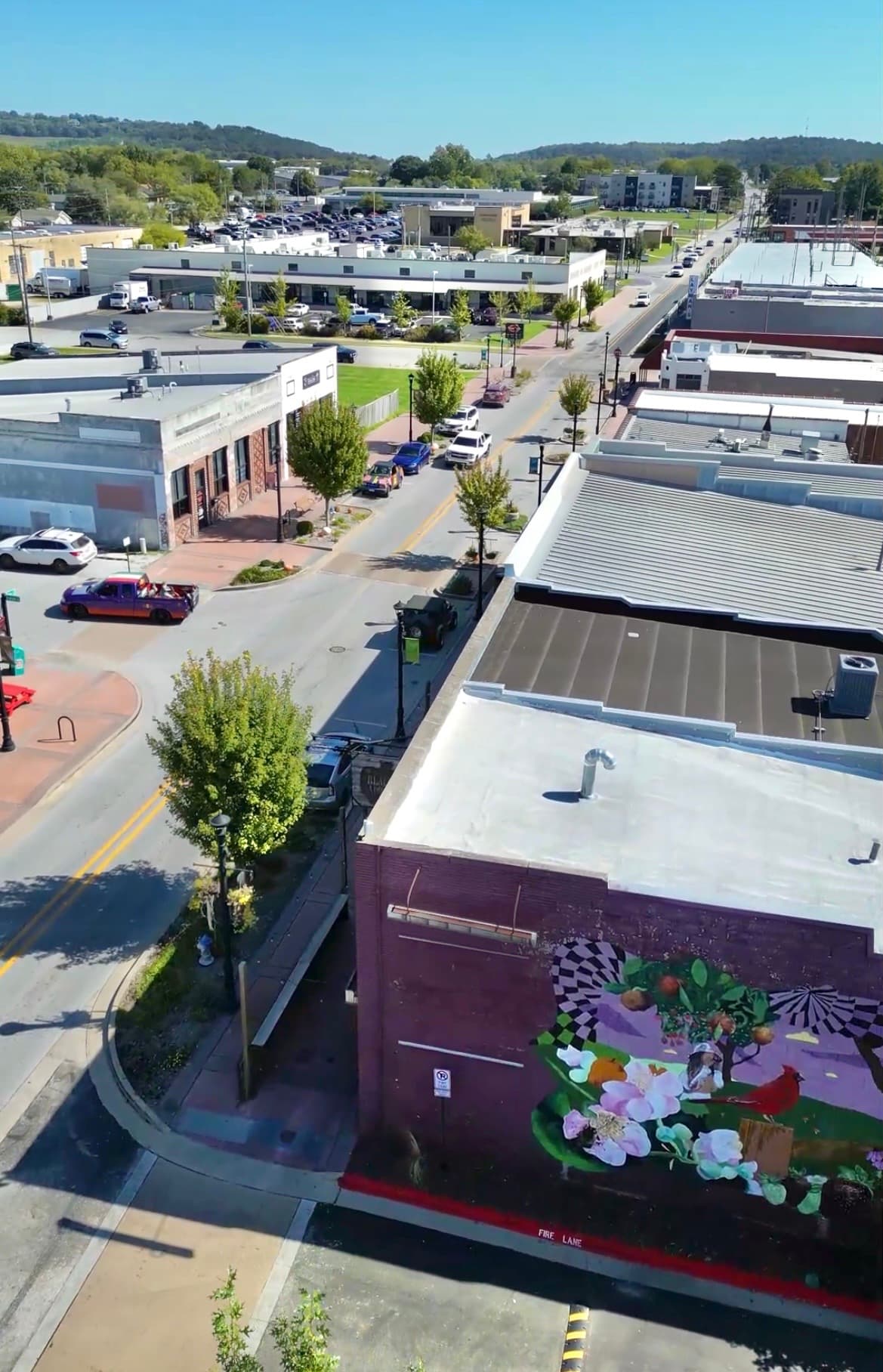 Downtown Springdale and Emma Avenue from above